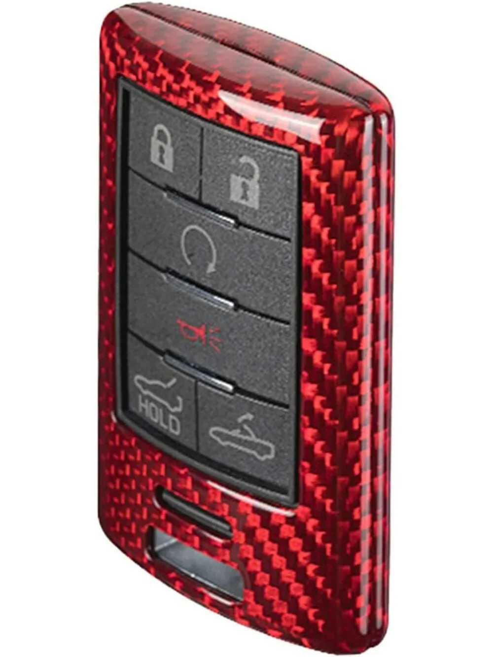 Sleek Carbon Fiber Key Fob Cover for Smart Car Remote - Red, Fits Chevy